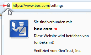 Identität von box.com sicherstellen