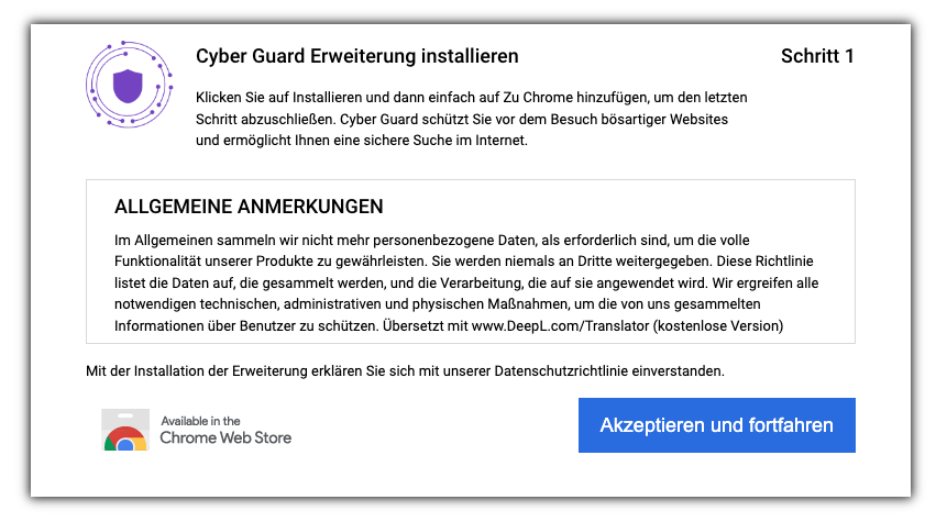 Cyber Guard Erweiterung installieren Chrome