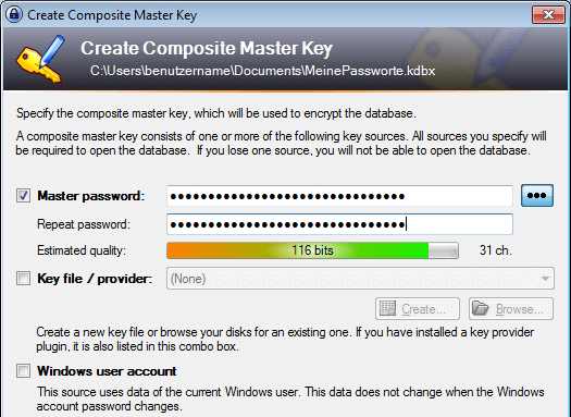 KeePass 2: Master-Passwort